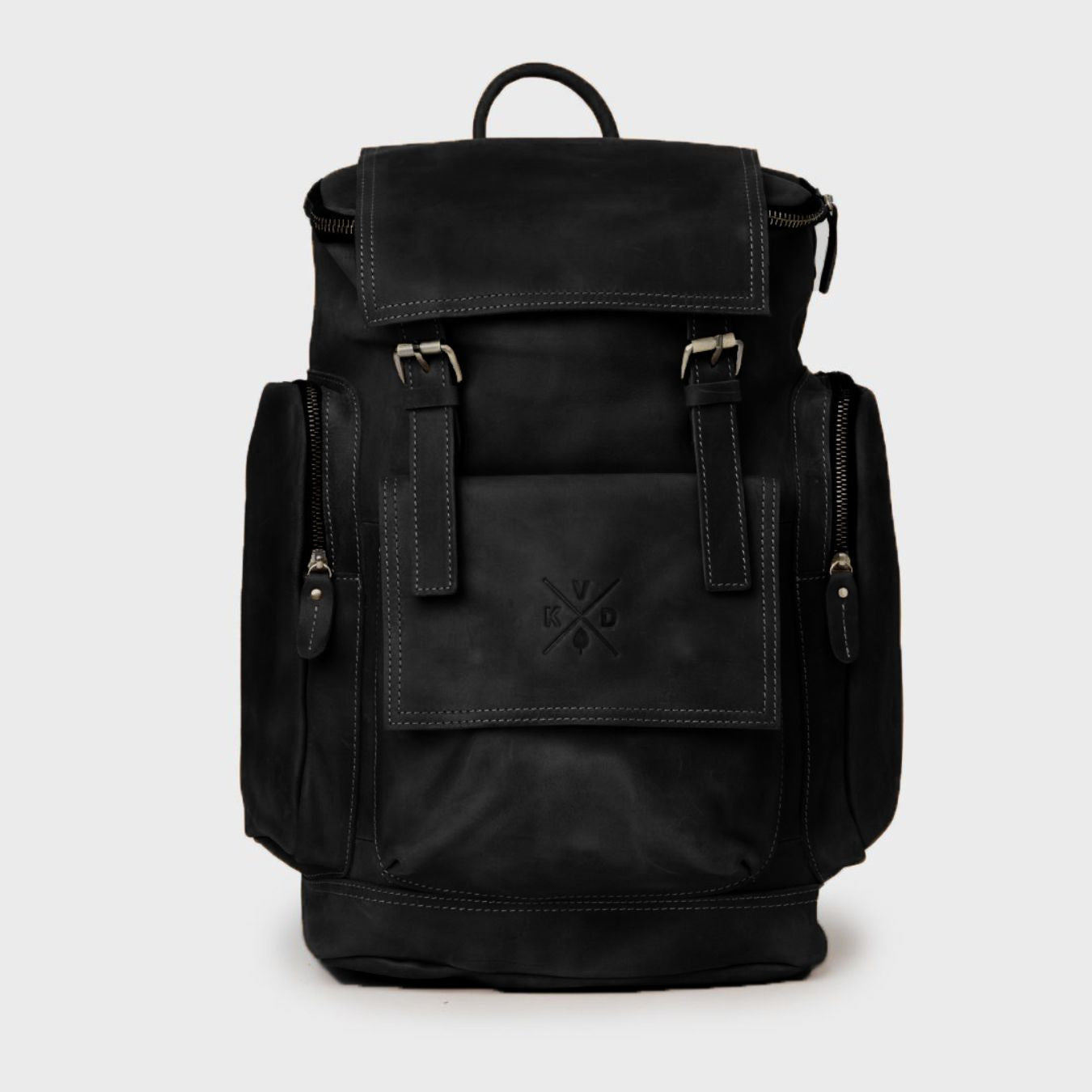 Esk -Black reclaimed leather backpack