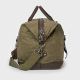 Side image of the Humber holdall showing the metal clips that attach to the shoulder strap.