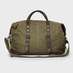 Image of the reverse of the Humber - Moss Green waxed cotton duffel bag/holdall