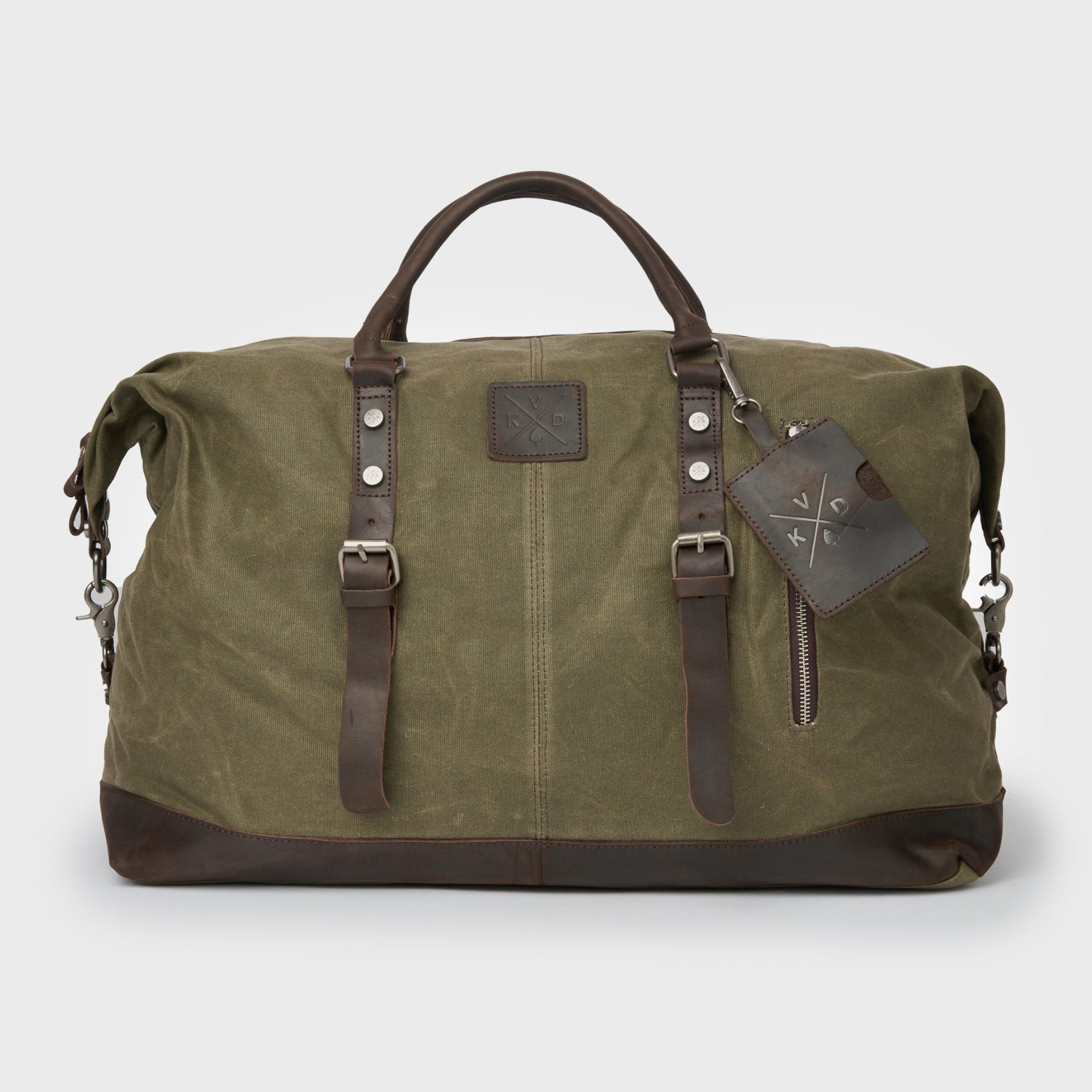 Humber Moss Green waxed cotton canvas and reclaimed leather holdall