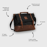Mersey - Waxed Canvas Messenger Bag - Black