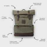 Taw 2.0 - Waxed Canvas Rolltop Backpack - Moss Green