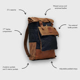 Taw - Waxed Canvas Rolltop Backpack - Black