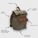 Tay - Canvas Rolltop Backpack - Taupe