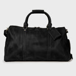 Black reclaimed leather holdall with top carry handle