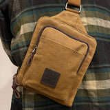 Tyne - Waxed Canvas Sling Crossbody Bag - Tan