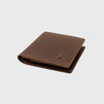 Closed image of the Ashford - Tan Bifold Leather Wallet laid on its back.