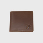 Front image of the Ashford - Tan Bifold Leather Wallet with the Kovered logo embossed into the leather.