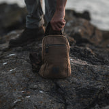 Dane - Waxed Canvas Sling Crossbody Bag - Tan
