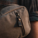 Dane - Waxed Canvas Sling Crossbody Bag - Taupe
