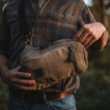 Dane - Waxed Canvas Sling Crossbody Bag - Taupe