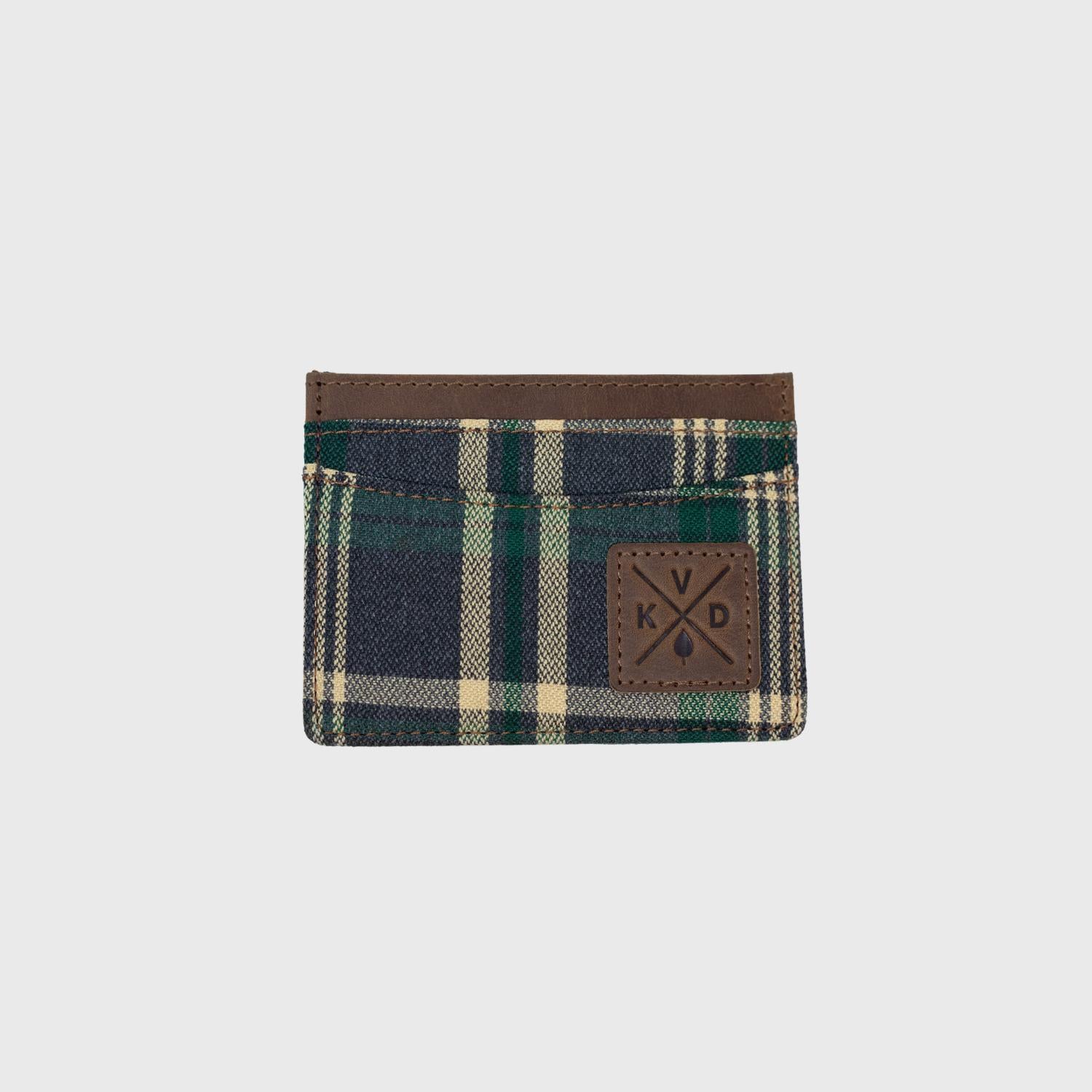 Darwell Leather - Tartan card holder in a slimline design with leather Kovered logo badge on the front.