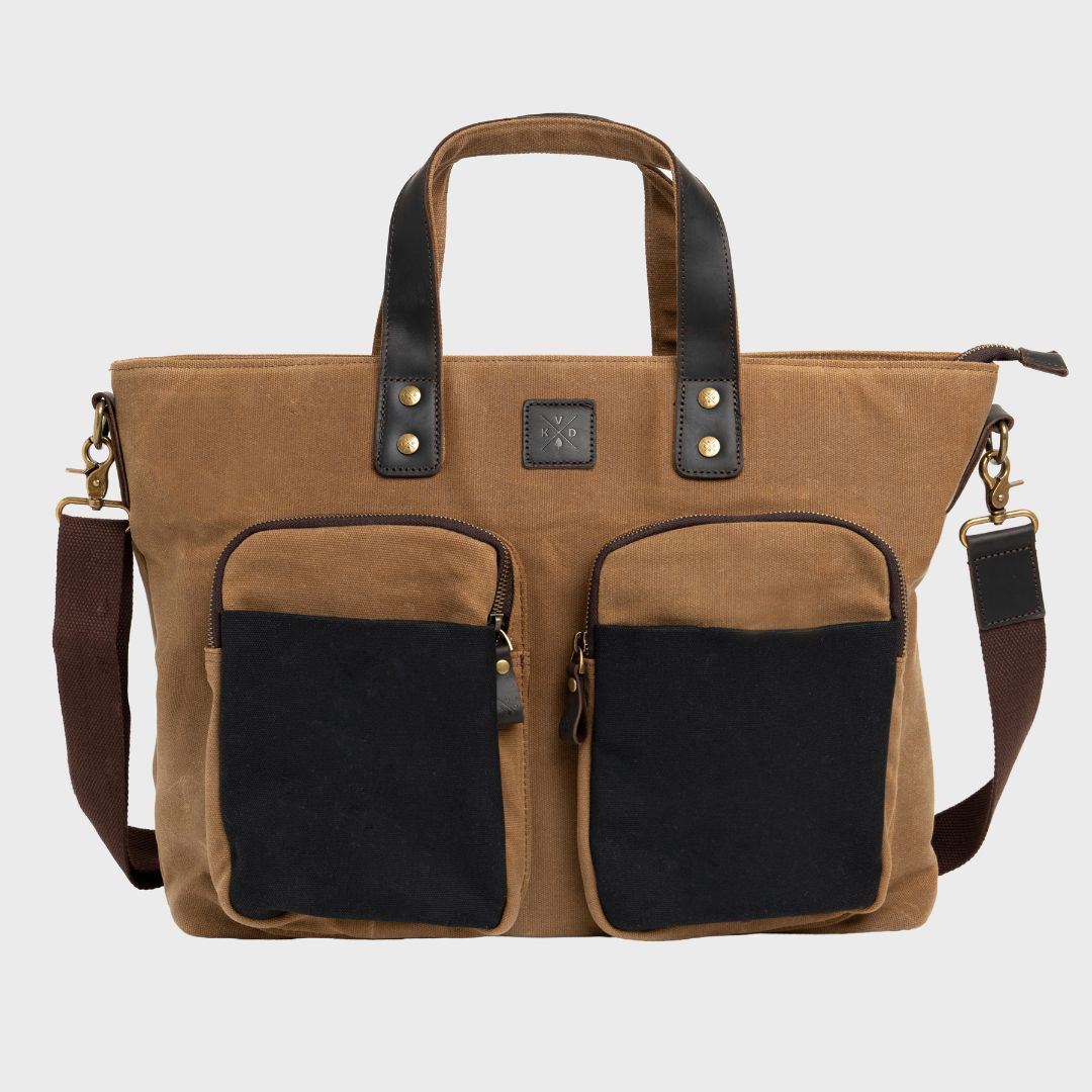 Derwent - Waxed Canvas Messenger Tote Bag - Tan