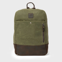 Eden -Moss green waxed canvas and reclaimed leather backpack 