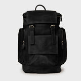 Esk -Black reclaimed leather backpack 