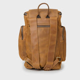 Back view of reclaimed leather Esk backpack straps 