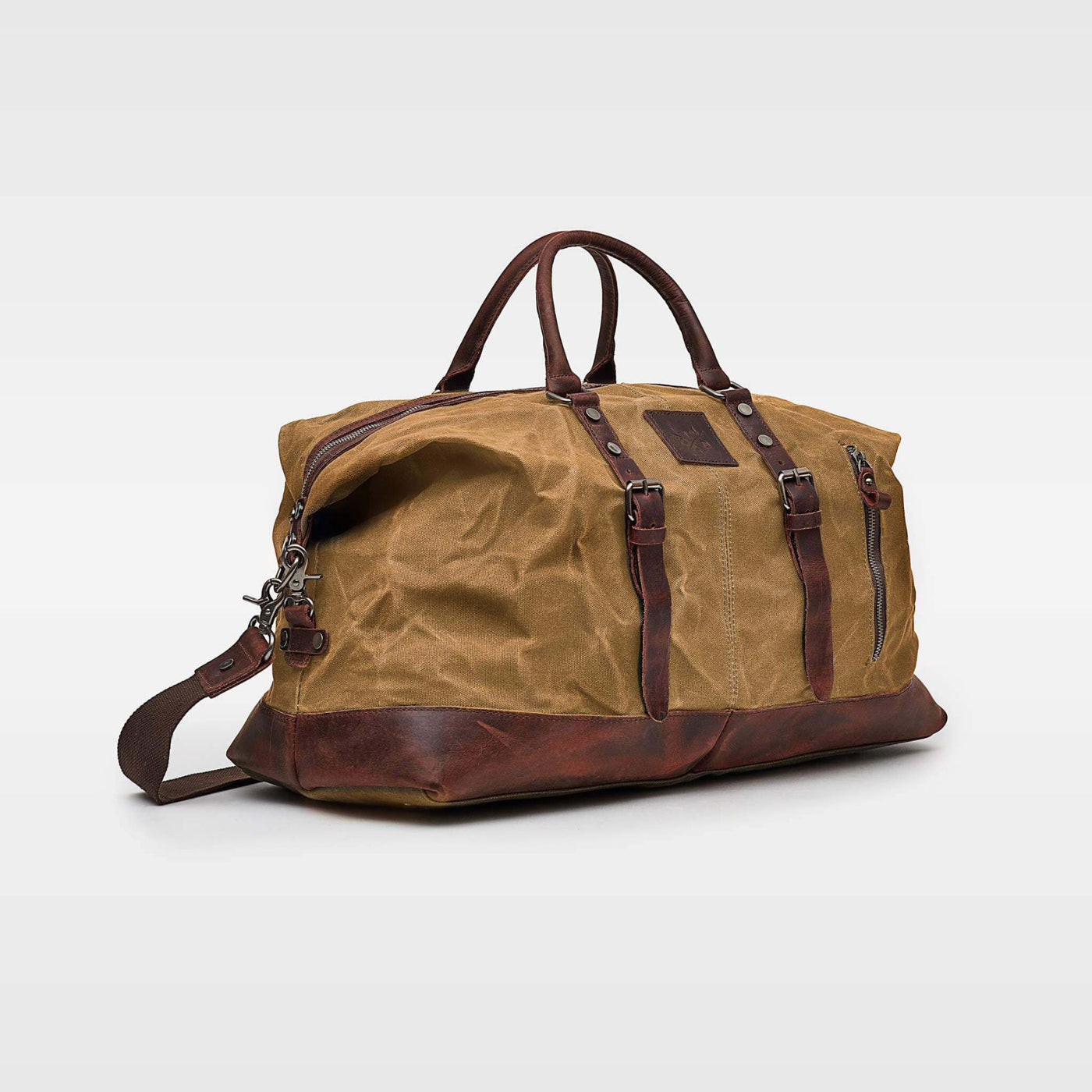 Men's canvas and on sale leather duffle bag