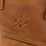 Kovered logo on reclaimed leather backpack 