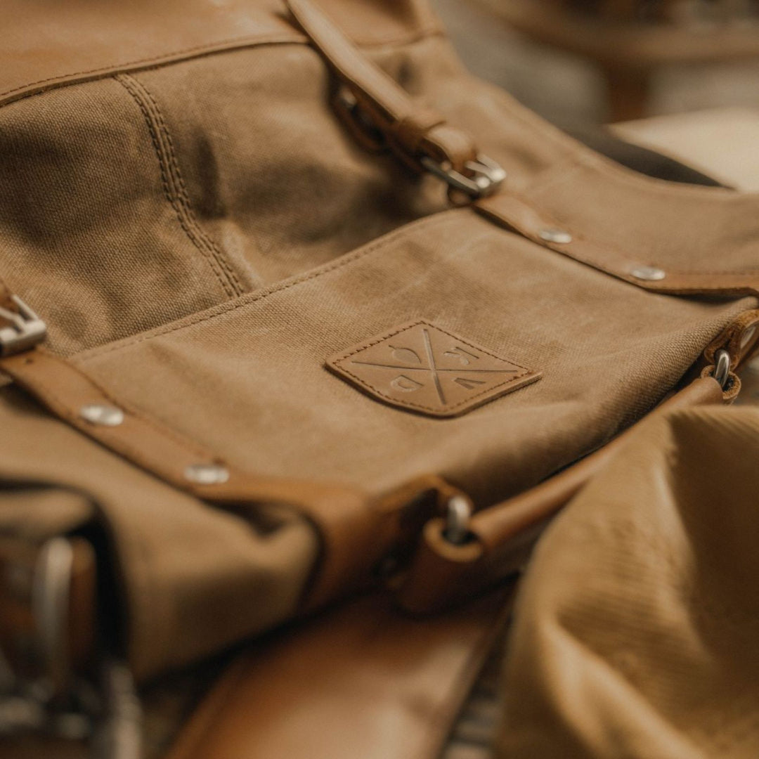 Kovered Mersey tan messenger bag made from waxed canvas and reclaimed leather#colour_tan