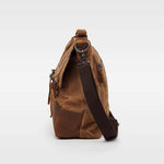 Kovered Mersey satchel style messenger bag side view#colour_tan