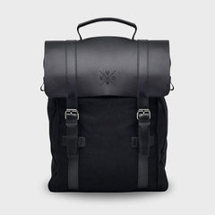 Kovered black Tamar canvas backpack front view#colour_black