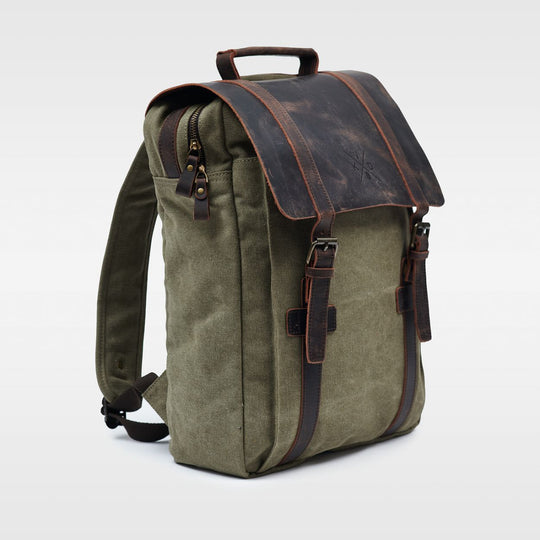 Kovered Tamar moss green backpack 45 degree angle#colour_moss-green