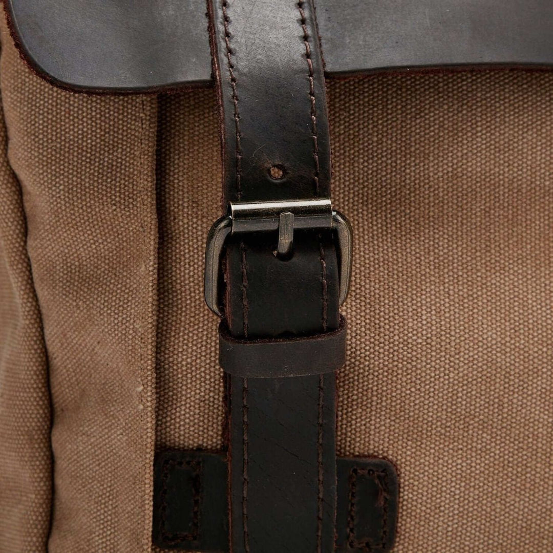Kovered Tamar tan backpack reclaimed leather buckle detail#colour_tan