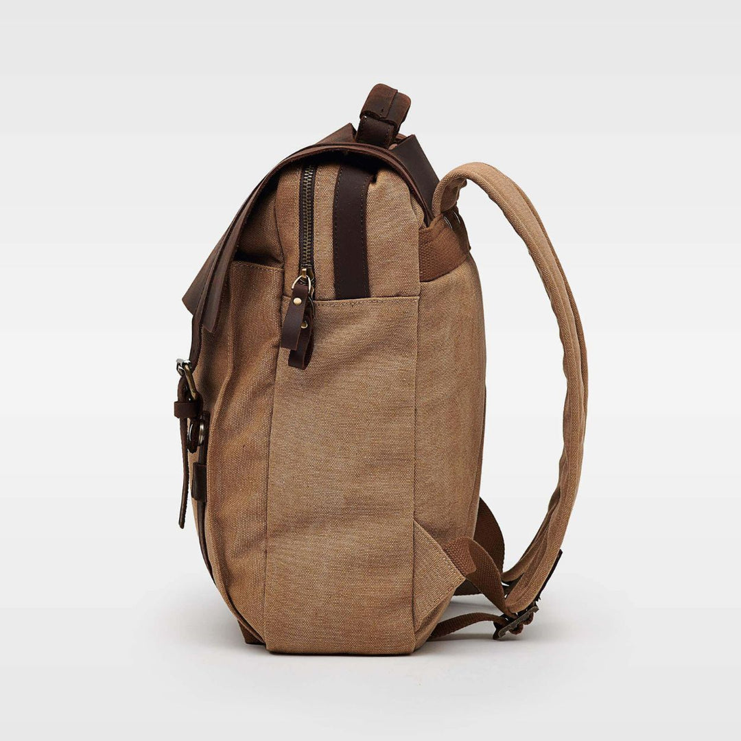 Kovered Tamar sustainable backpack brown side view#colour_tan