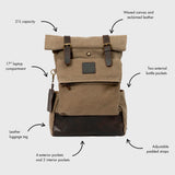 Taw 2.0 - Waxed Canvas Rolltop Backpack - Moss Green