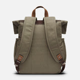 Kovered Tay sustainable made reclaimed leather backpack rear view#colour_taupe