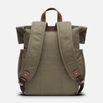 Kovered Tay sustainable made reclaimed leather backpack rear view#colour_taupe