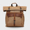 Kovered Tay tan canvas and reclaimed leather backpack front view#colour_tan