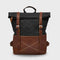 Kovered Thames reclaimed leather and waxed canvas black backpack front view#colour_black