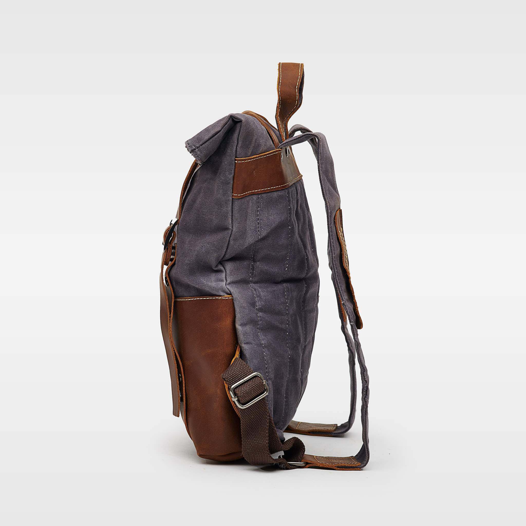 Kovered Thames grey sustainable backpack side view#colour_grey