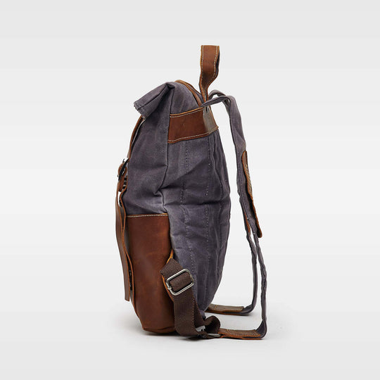 Kovered Thames grey sustainable backpack side view#colour_grey