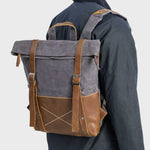 Kovered Thames grey rucksack on male model#colour_grey