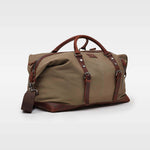 Torridge duffle bag moss green 45 degree angle view showing detachable shoulder strap#colour_moss-green