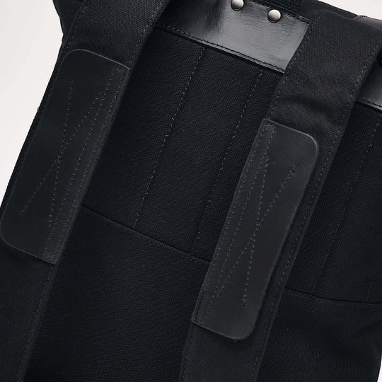 Kovered Witham black backpack close up detail of backpack straps#colour_all-black