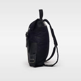 Kovered Witham all black canvas and reclaimed leather backpack side view#colour_all-black