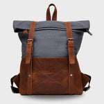 Witham blue reclaimed leather backpack front view#colour_blue