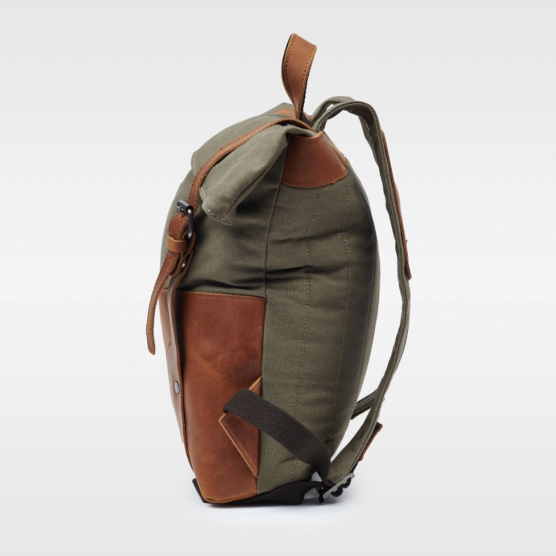 Witham moss green backpack side view#colour_moss-green