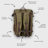 Roe - Waxed Canvas Adventure Backpack - Moss Green