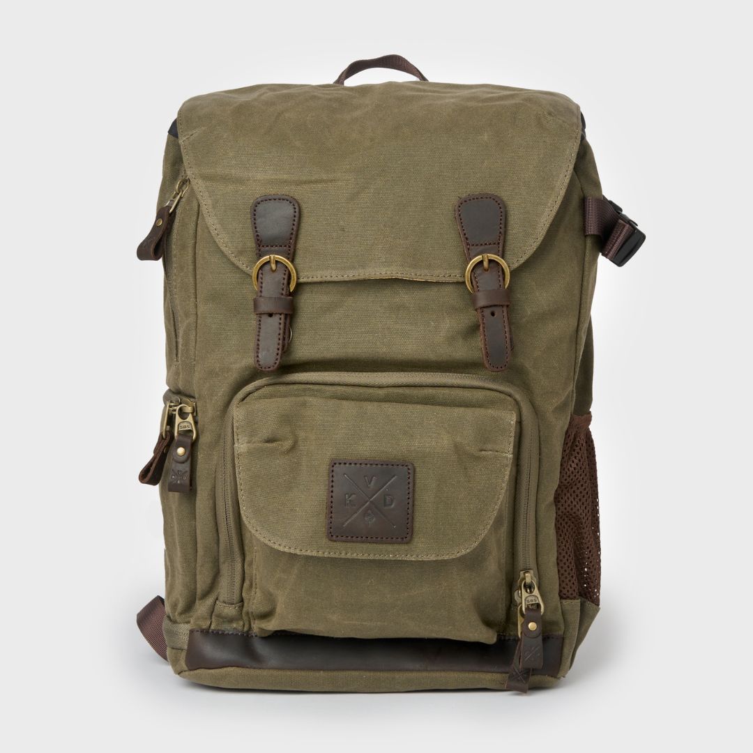 Roe Waxed Canvas Adventure Backpack Moss