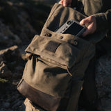 Taw 2.0 - Waxed Canvas Rolltop Backpack - Moss Green