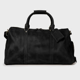 Black reclaimed leather holdall with top carry handle 