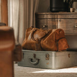 Vintage brown leather holdall bag