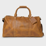 Tan reclaimed leather holdall with top carry handle