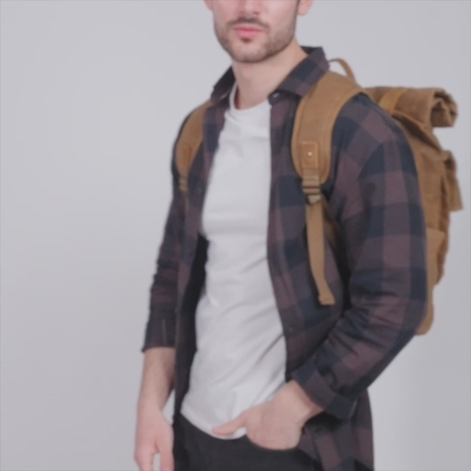 Kovered Taw Tan rolltop backpack#colour_tan