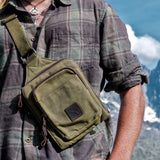 Tyne - Waxed Canvas Sling Crossbody Bag - Moss Green