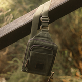 Tyne - Waxed Canvas Sling Crossbody Bag - Moss Green